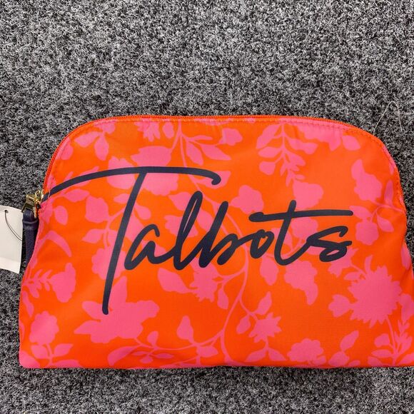 NEW Talbots Cosmetic Bag Logo Red Floral Print Toiletry Bag - Picture 6 of 6